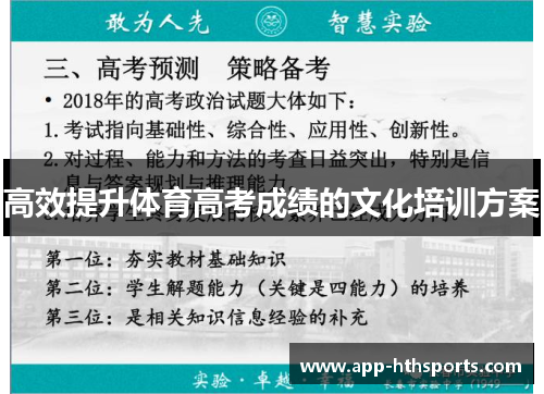 高效提升体育高考成绩的文化培训方案